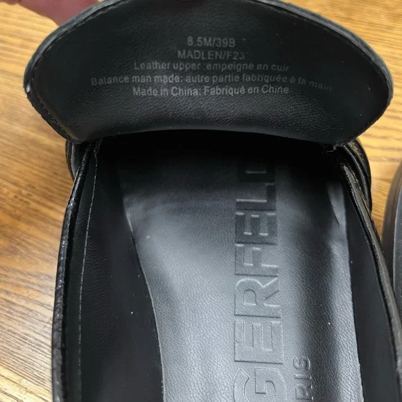 Karl Lagerfeld Paris Womens Madlen Black Leather Loafer Flats – US 8.5M / EU 39B - Picture 7 of 12
